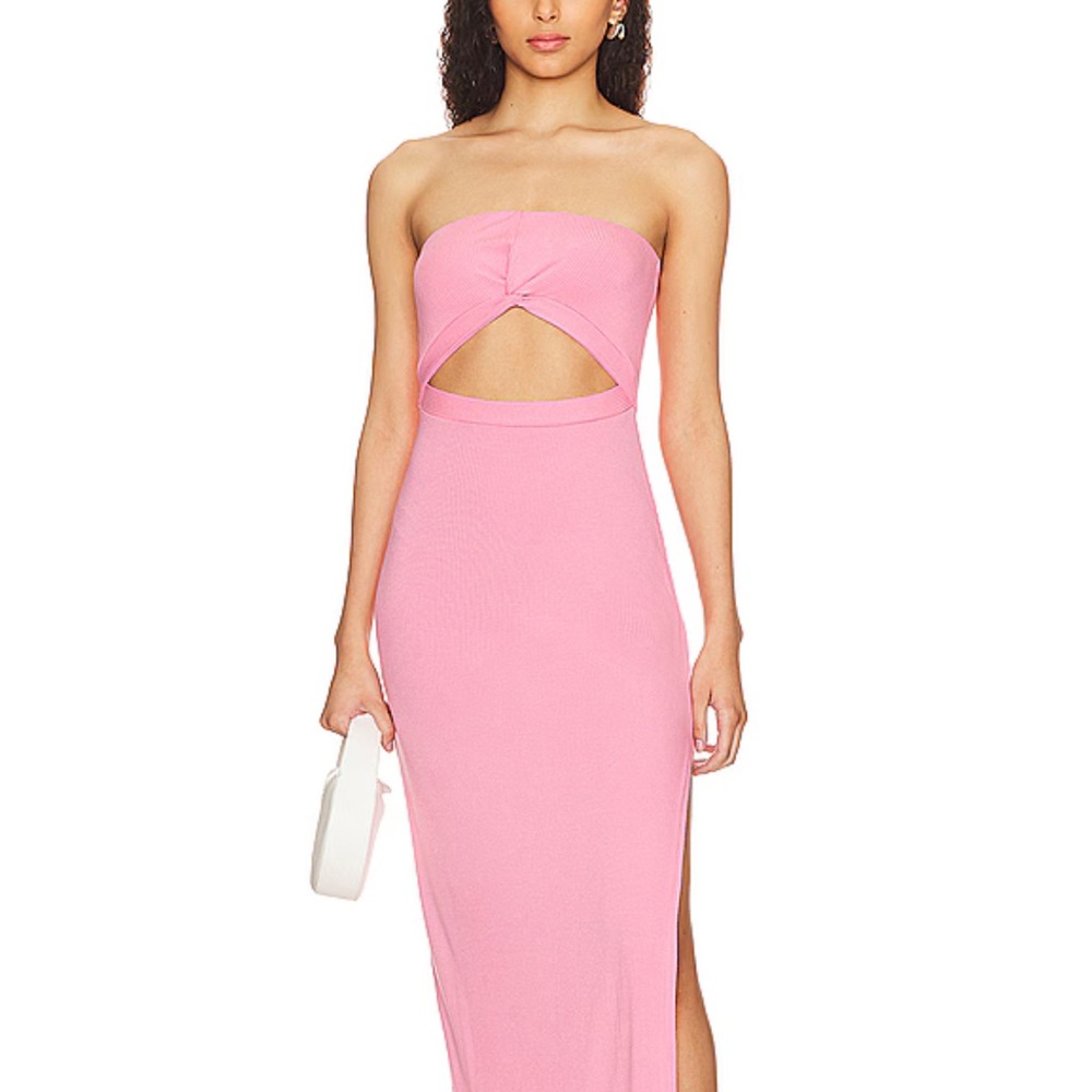 L*Space Pink Kierra Strapless Cutout Dress with slit size small